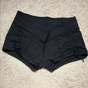 Lululemon Athletica Black Athletic Shorts with Ruched Sides